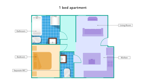 rapport salle de bain/chambre, plan d'étage