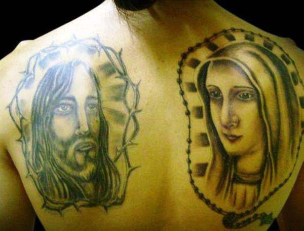 Tatouage de Jésus et de la Vierge Marie