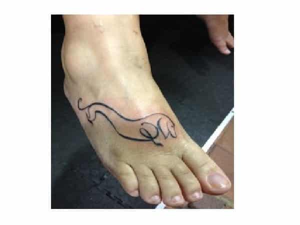 Dachshund Outline Foot Tattoo