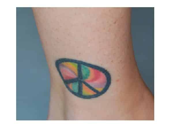 Tie Dye Rainbow Swirl Peace Sign Tattoo Cheville