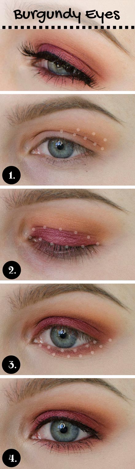 Burgundy Makeup Look for Blue Eyes