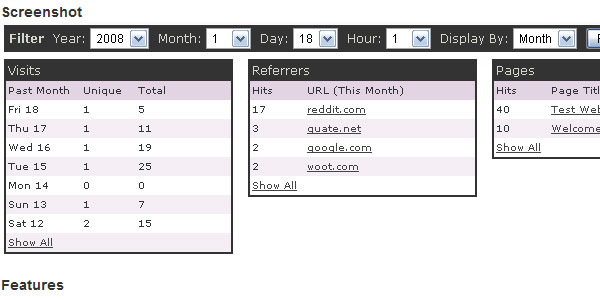 Statistiques Web de raisin