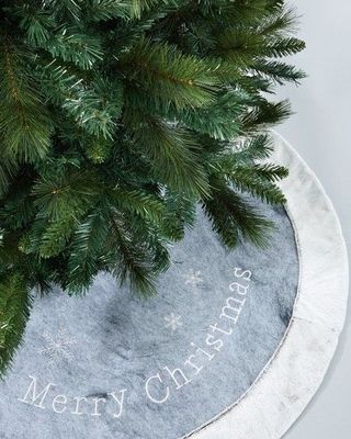 Jupe sapin de Noël en fausse fourrure grise