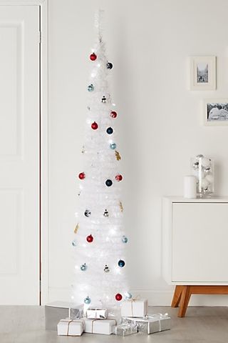 6 מטר טרולי לבן צץ עץ חג המולד מלאכותי מואר מראש