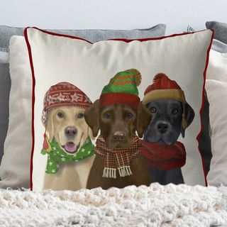 Labradors d'hiver, Coussin de Noël