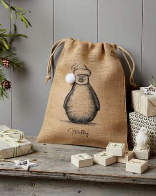 Sac de jute personnalisé Pingouin