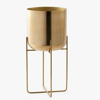 Spun Metal Large Standing Planter, Brass