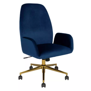 Chaise de Bureau Clarice Velours - Bleu