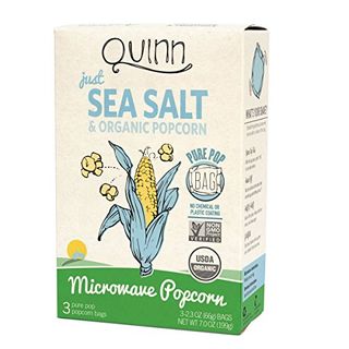 קווין חטיפים פופקורן במיקרוגל - עשוי מתירס אורגני שאינו GMO - מלח ים בלבד, 7 גרם (חבילה של 1)