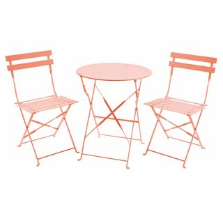 Ensemble bistrot pliable en métal orange