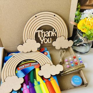 Kit de boîte aux lettres arc-en-ciel suspendu en bois pour enfants