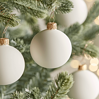 Six Small Handblown Glass Baubles - Cream