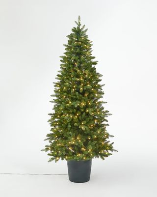 Arbre de Noël illuminé en pot vert, 7 pi