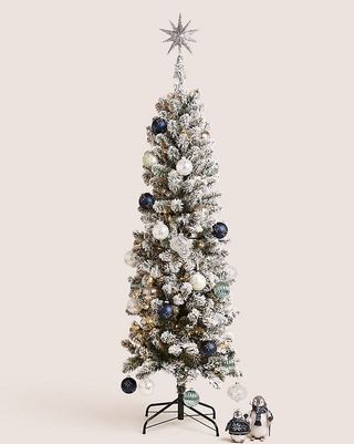 עץ חג המולד המושלג דק 6ft מואר