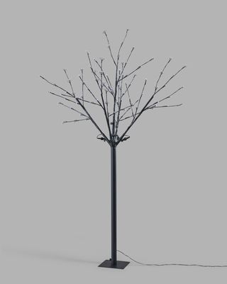 Pre-Lit Black Twig Tree, Ice White, 6ft