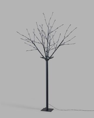 Arbre à brindilles noir illuminé, blanc glacé, 6 pi