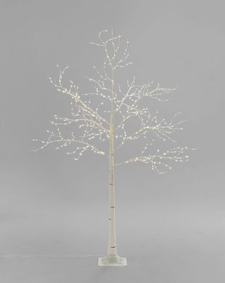 Branche de bouleau illuminée, blanc pur, 6 pi