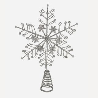 Silver-Tone Glitter Tree Topper