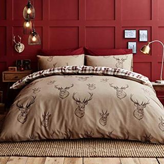 Catherine Lansfield Stag Ensemble de couette double facile d'entretien Multi