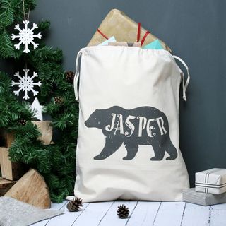 Εξατομικευμένη Χριστουγεννιάτικη σακούλα με όνομα Polar Bear