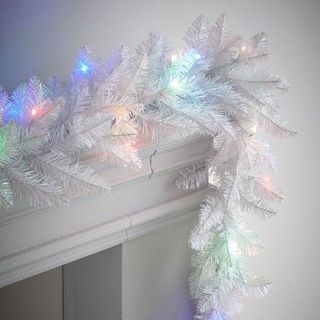 Guirlande Blanche Pré-Illuminée avec Lumières Multicolores