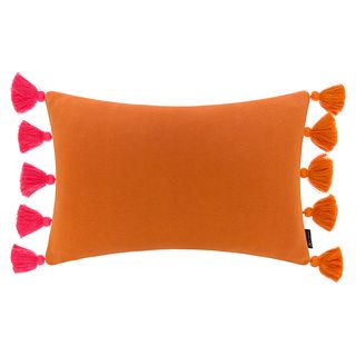 Πλεκτό μαξιλάρι περιποίησης Pom Pom - Ροζ & ενισχυτής; Πορτοκάλι