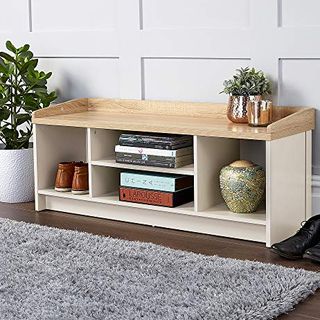 Cream Oak Hallway Open Shoe Storage Bench