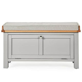 Banc de rangement gris Bromley avec coussin