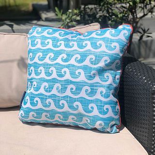 Coussin d'extérieur résistant à l'eau bleu Aruba