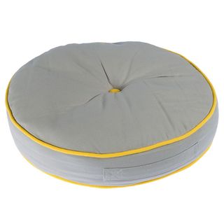 Coussin de sol rond gris et jaune