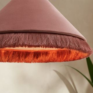 Tasselled Lamp Shade, Dusty Pink Velvet