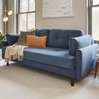 Canapé-lit 3 places en velours modèle 04 - Bleu sarcelle