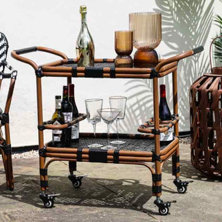 Alfresco Rattan Outdoor Bar Drinks Trolley