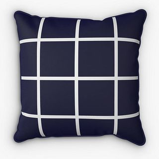 John Lewis & Coussin de jardin Partners Window Pane Check Print, 43 x 43 cm, Indigo/Blanc