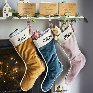 Personalized Luxury Velvet Christmas Pom Pom Stocking