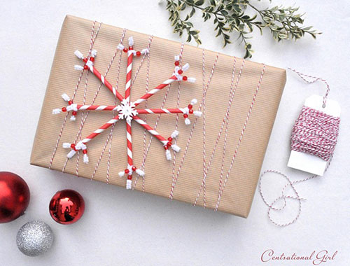 Papier Paille Papier Brun Flocon De Neige Emballage Cadeau De Noël