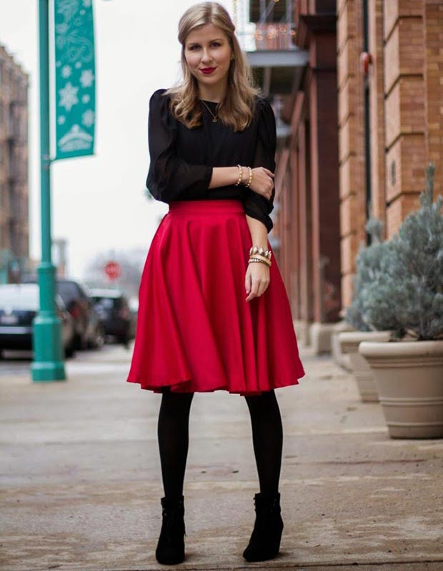 Red Midi Φούστα Outfit