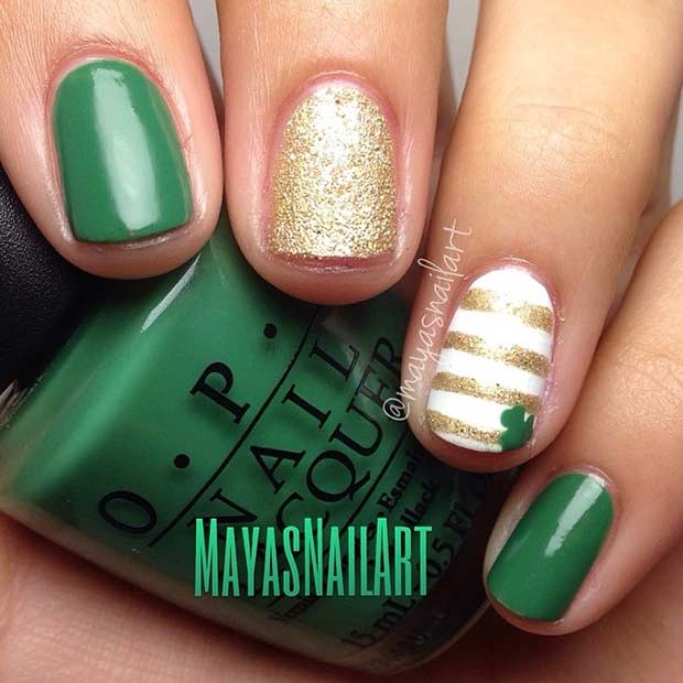 Easy St Patrick's Day Nail Design for Short Nails