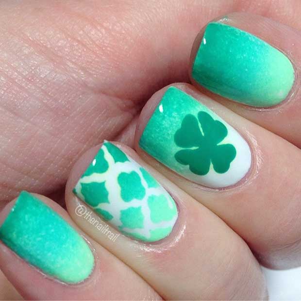 Green Ombre Nail Design για την Ημέρα του Αγίου Πατρικίου