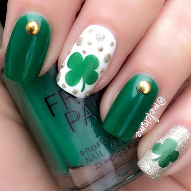 Easy Clovers Nail Design pour la Saint-Patrick