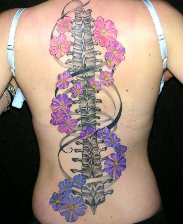 ιδέες τατουάζ λουλουδιών σπονδυλικής στήλης