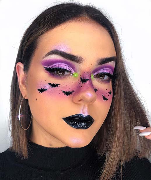 Maquillage Halloween violet et noir