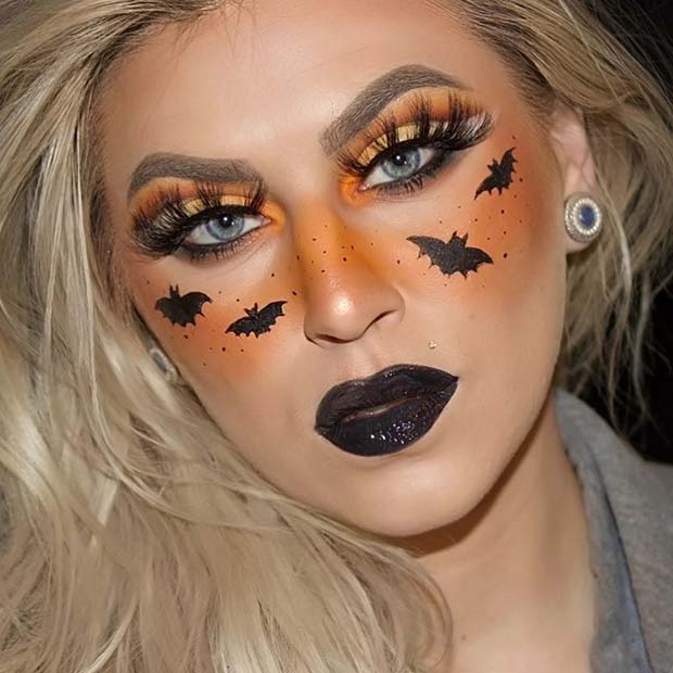 Idée de maquillage Halloween mignon noir et orange