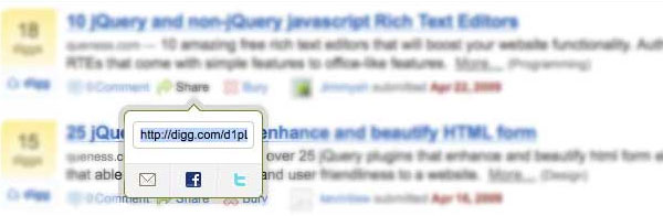 צור כלי שיתוף פוסטים בסגנון Digg בעזרת jQuery