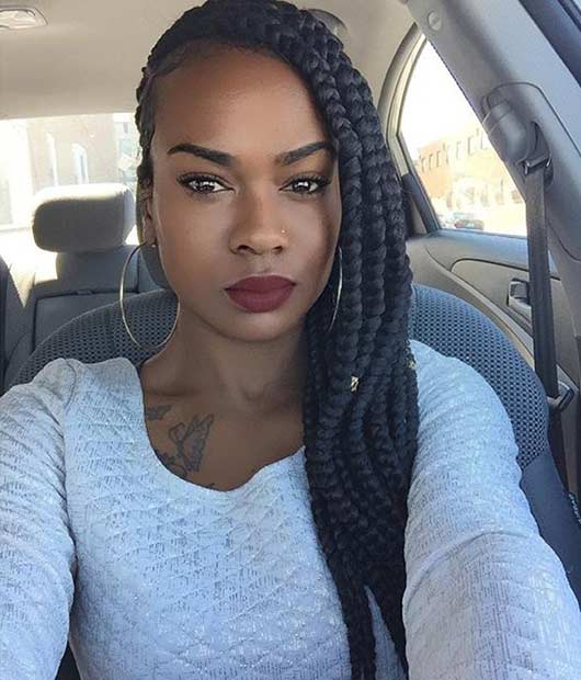 Big Side Swept Box Braids Προστατευτικό χτένισμα