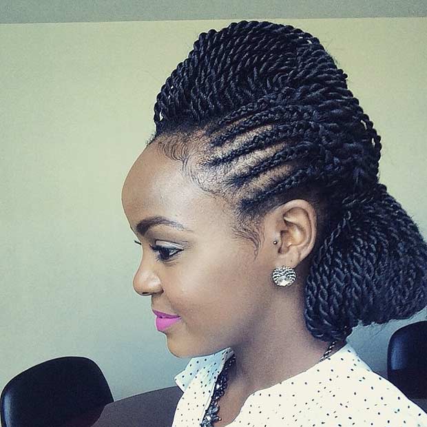 Κομψό Twists Updo Hairstyle για μαύρες γυναίκες