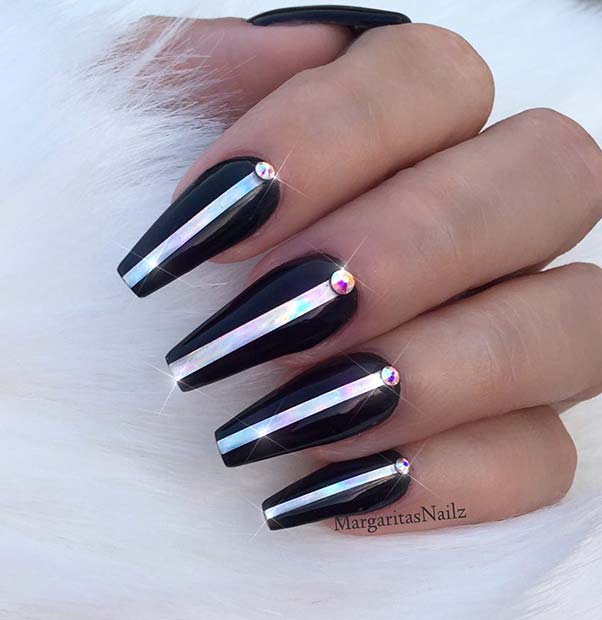 Sparkly Black Nail Design