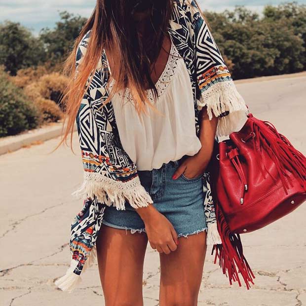 Short en jean Kimono Idée de tenue décontractée