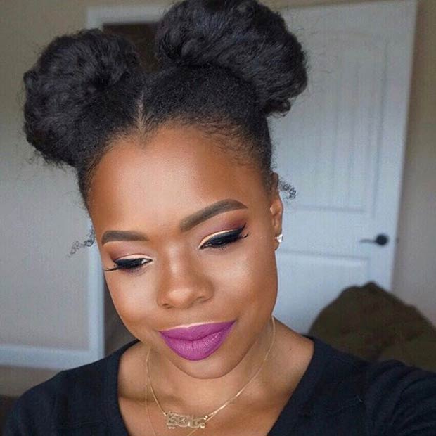 Space Buns Natural Hair Updo