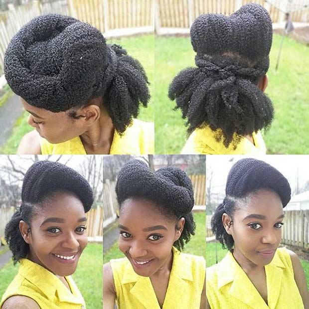 Twisted Updo για μαύρες γυναίκες με φυσικά μαλλιά